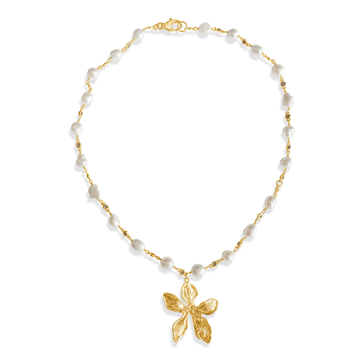 Fresh Water Pearl Orchid Neckalce