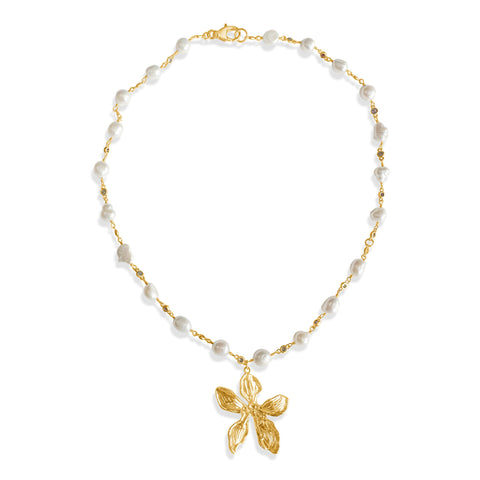 Fresh Water Pearl Orchid Neckalce
