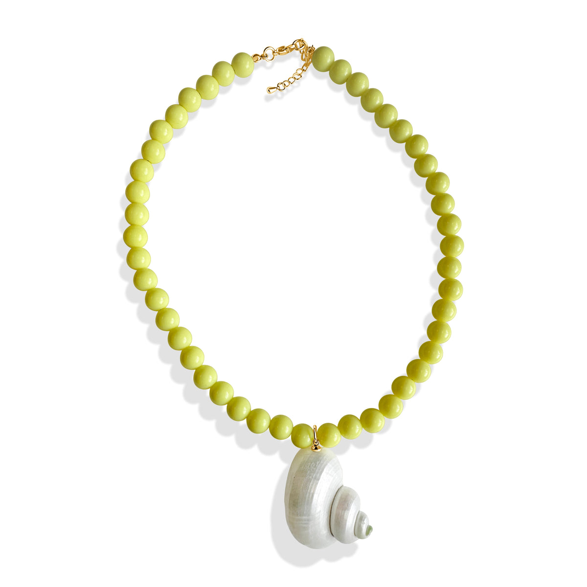 Yellow beaded shell necklaces