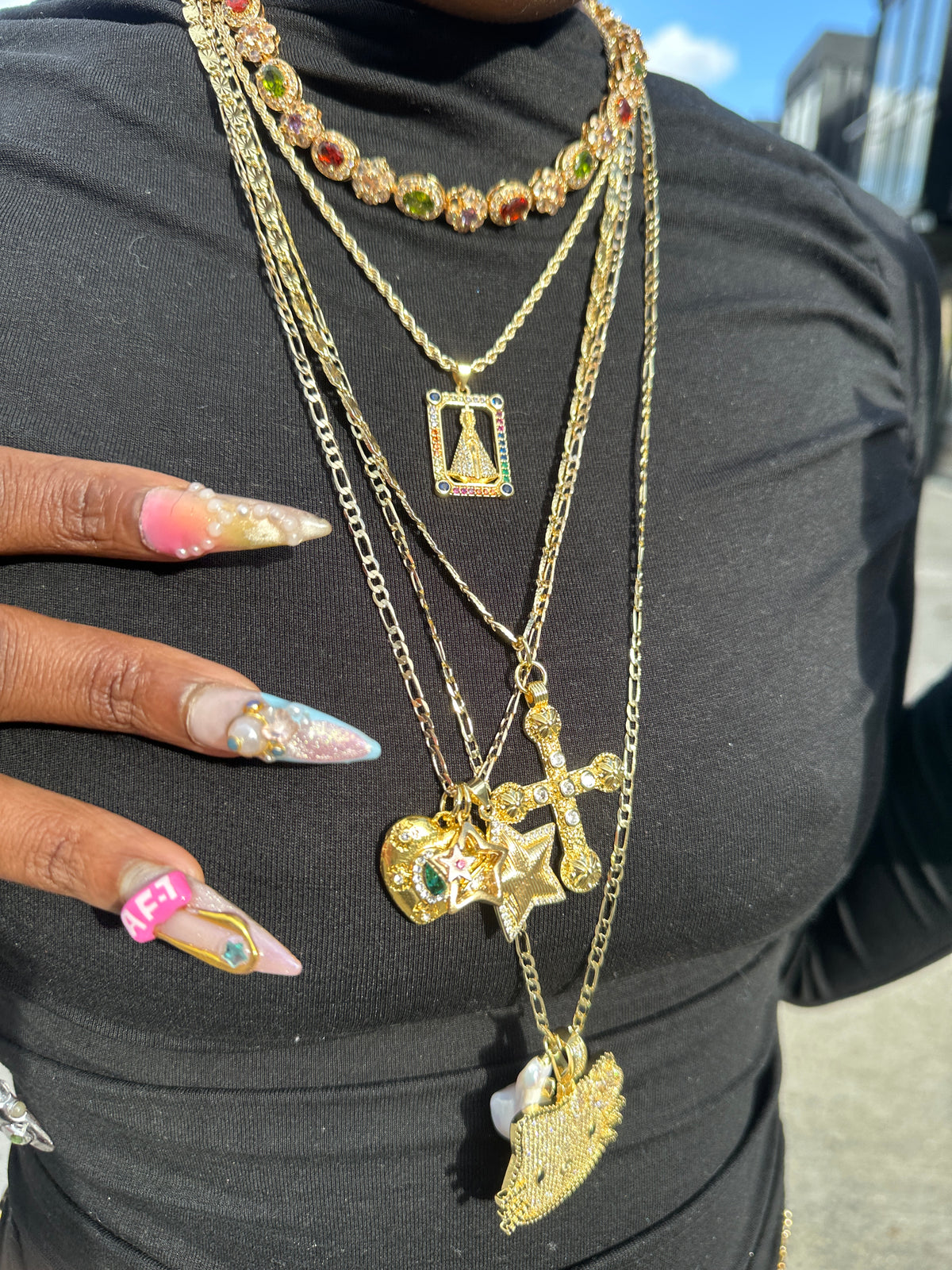 Custom Charm Triple Necklace
