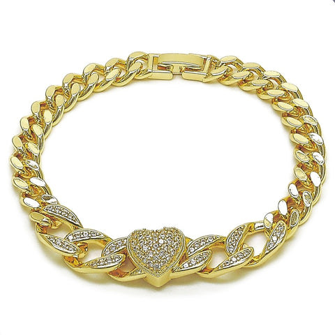 Pavè Heart Cuban Bracelet
