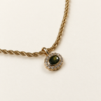 East-West Oval Halo Necklace – Peridot Green