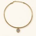 Bezel Heart Collar Necklace