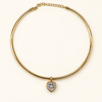 Bezel Heart Collar Necklace