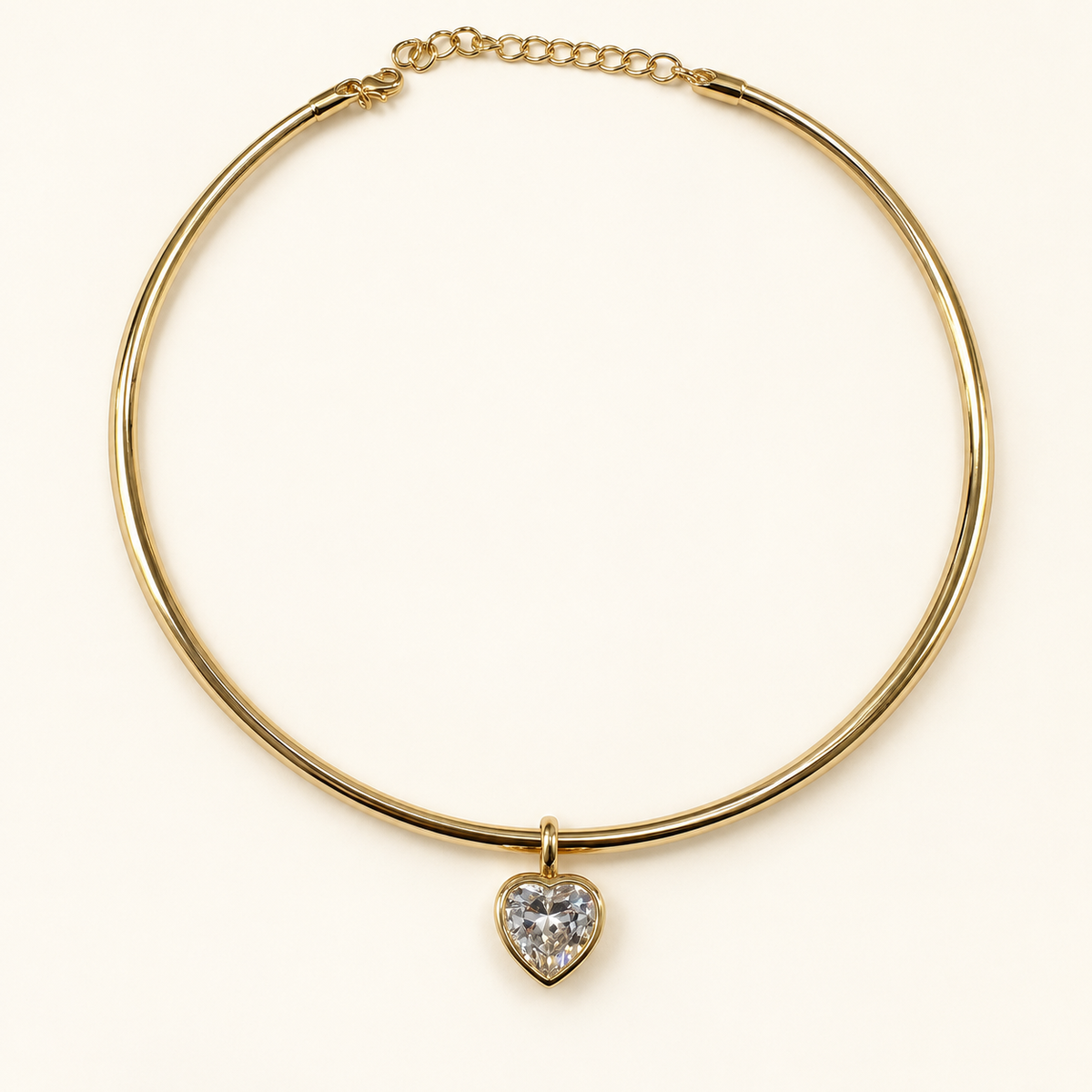 Bezel Heart Collar Necklace