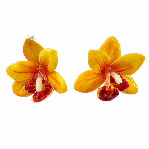 Yellow Orchid Earrings
