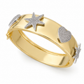 Hearts & Stars hinged bangle, gold plated bangle by Image Gang