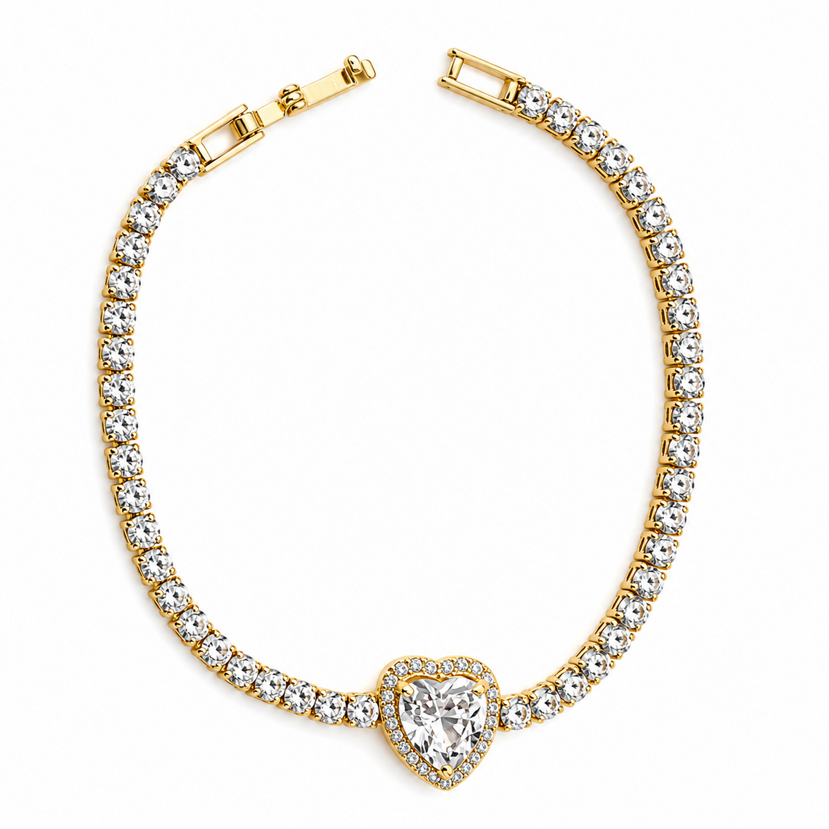 Love heart cz tennis bracelet