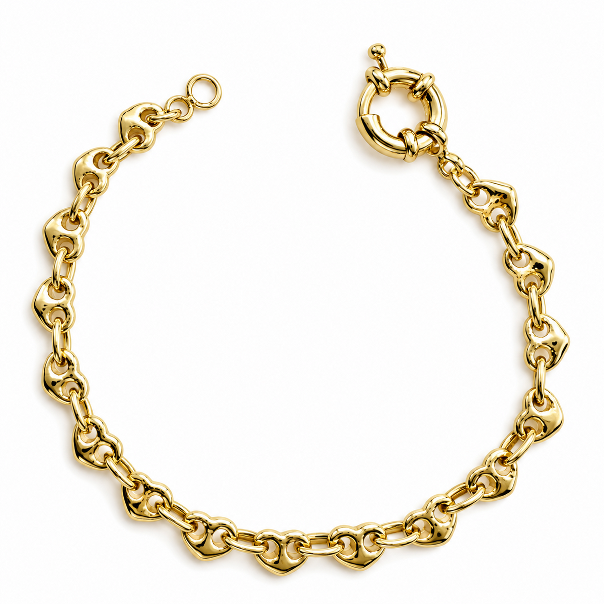 Puffy heart link bracelet