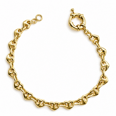 Puffy heart link bracelet