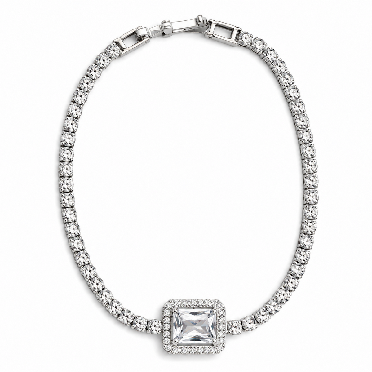 Emerald cut cz tennis bracelet