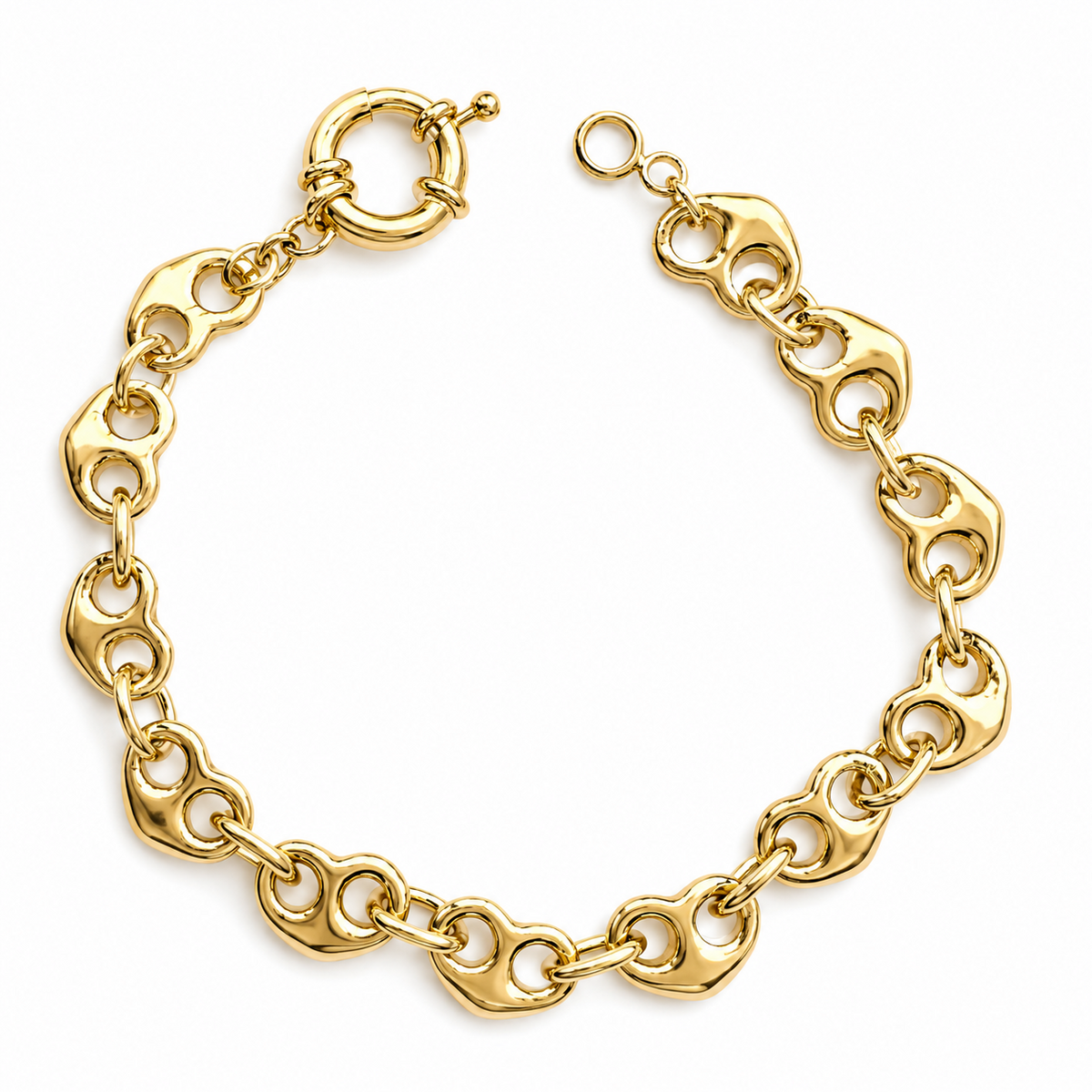 Chunky Puffy heart link bracelet