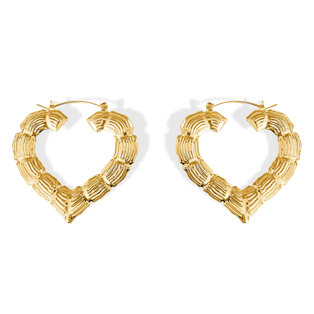Bamboo Heart Hoops, gold filled hoop earrings by Image Gang
