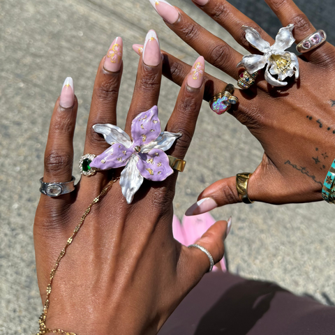 Lilac Orchid Enamel Ring