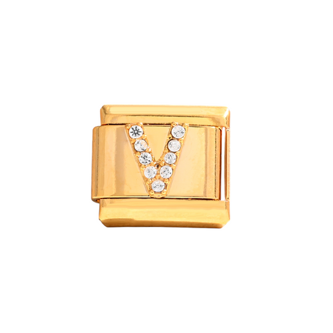 Gold V Letter Charm