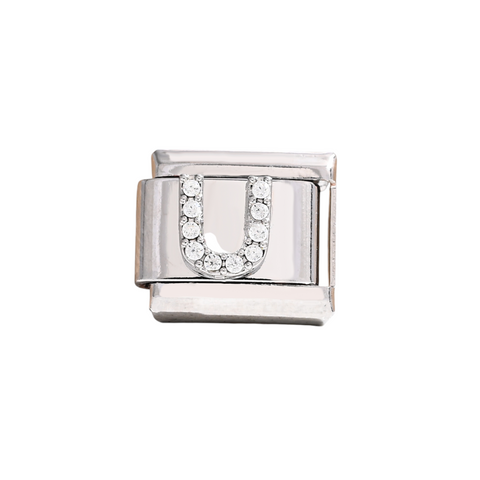 Silver U Letter Charm