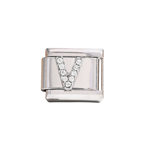 Silver V Letter Charm