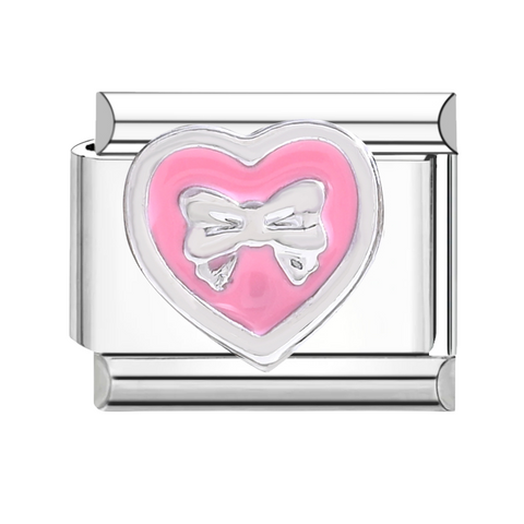 Silver Bow Heart Charm