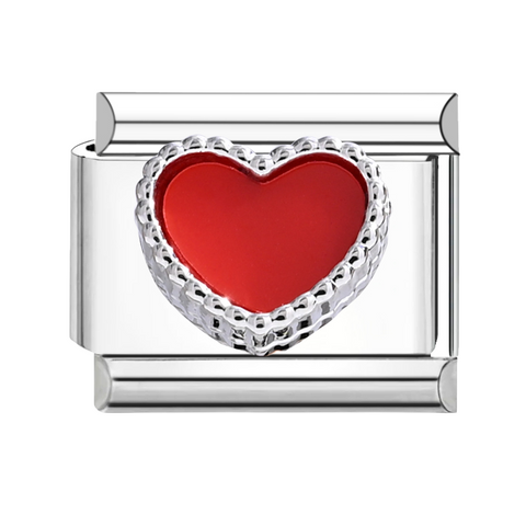 Silver Red Heart Charm