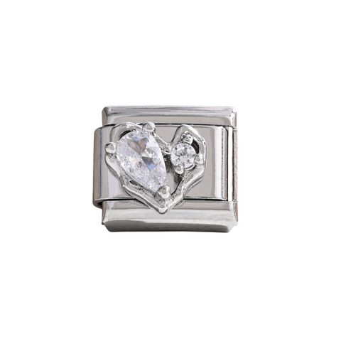 Silver Heart with Pear-Cut Crystal Charm