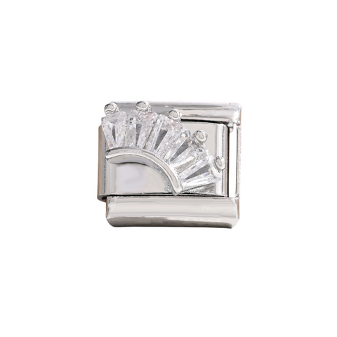 Silver Crystal Baguette Fan Charm