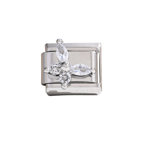 Silver Marquise Crystal Charm