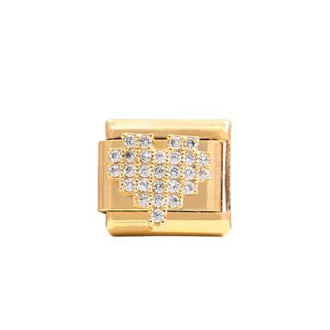 Gold Pavé Crystal Heart Link