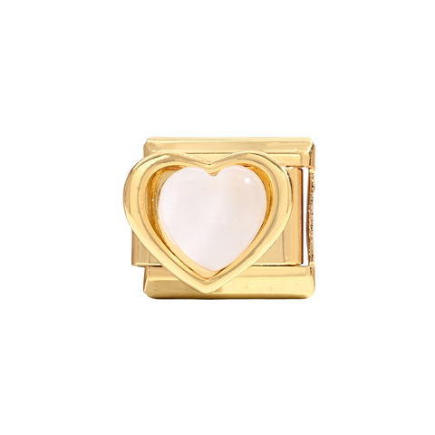White Stone Heart Charm