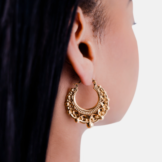 Round Creole Hoops, gold filled hoop earrings by Image Gang (view 2)