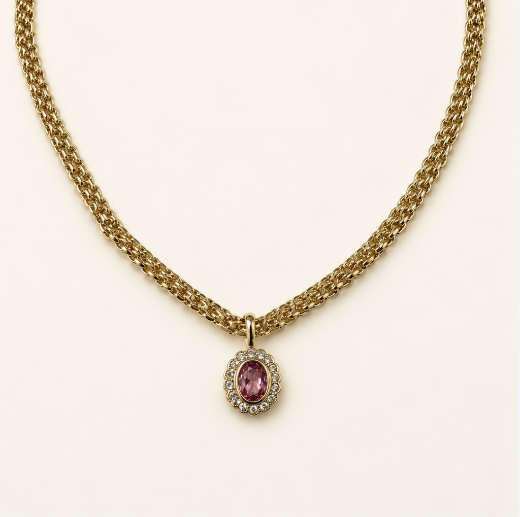 Vintage Oval Necklace – Pink