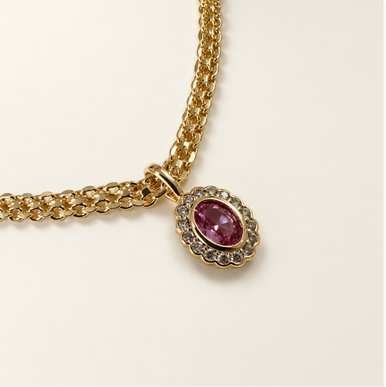 Vintage Oval Necklace – Pink