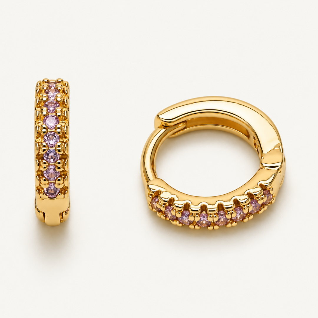 Lila Huggies – Lilac CZ Huggie Earrings 12mm
