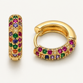 Rio Huggies – Rainbow CZ Huggie Earrings 15mm
