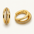 Tia Huggies – Double Row CZ Huggie Earrings 15mm